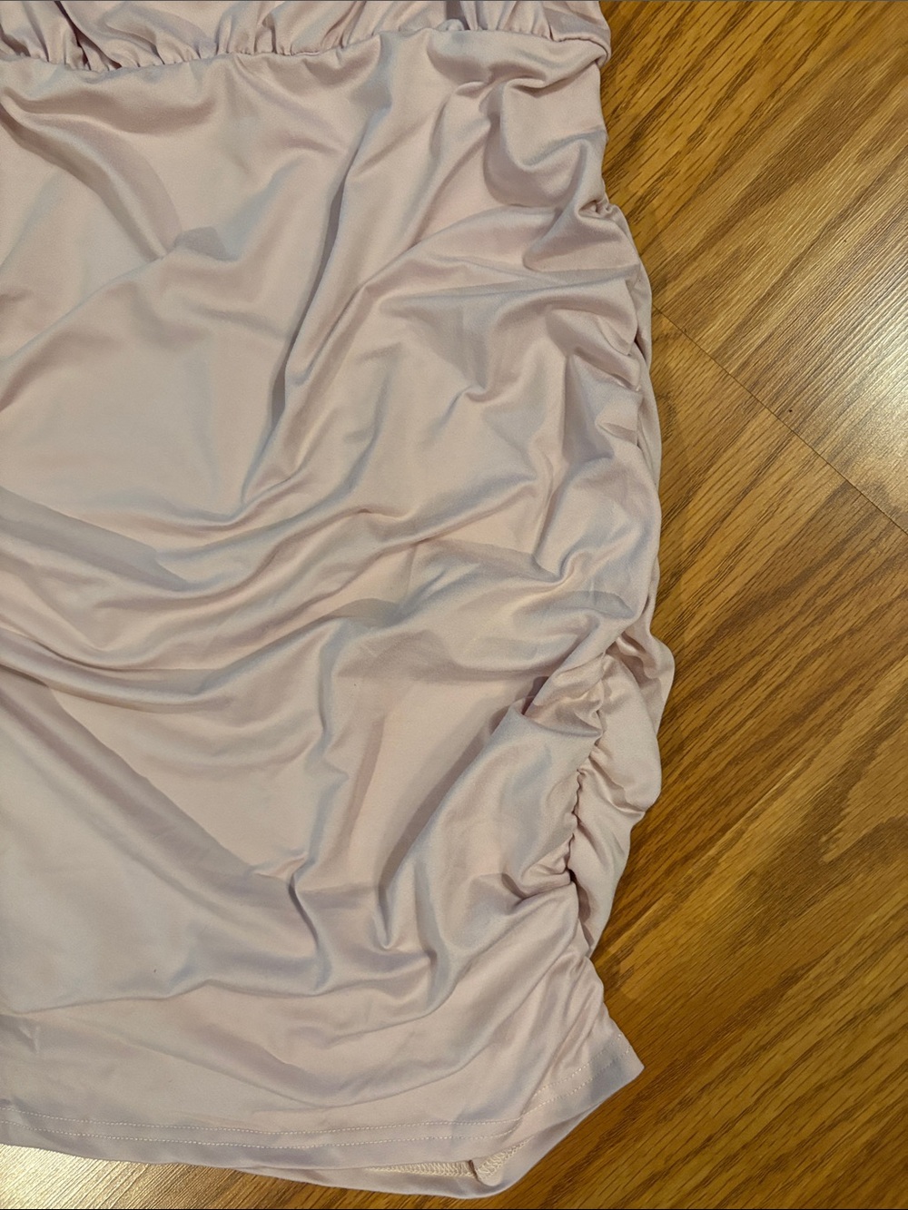 Women's Light Pink Ruched T-Shirt Dress - Picture 2 of 4